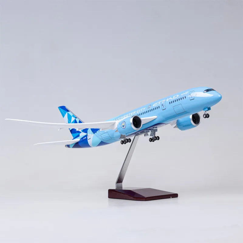 1:130 Scale Diecast Model Etihad Airways Boeing 787 Manchester City livery Resin Airplane Airbus Collection Display Toy