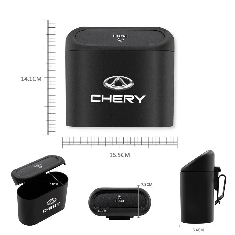 For Chery Tiggo 7 Pro 4 3 Fulwin 2 Arrizo 6 QQ 5x 5 8 T11 3 5 Gx EQ7 E3 Am Car Portable Trash Can Auto Logo Sundries Storage Box