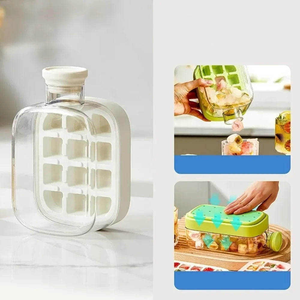 My Crush Cup Ice 2-In-1 Cool Summer Ice Bottle Cup with Straw Touch Free Ice Cube Trays with Lid for Freezer Making Bottle