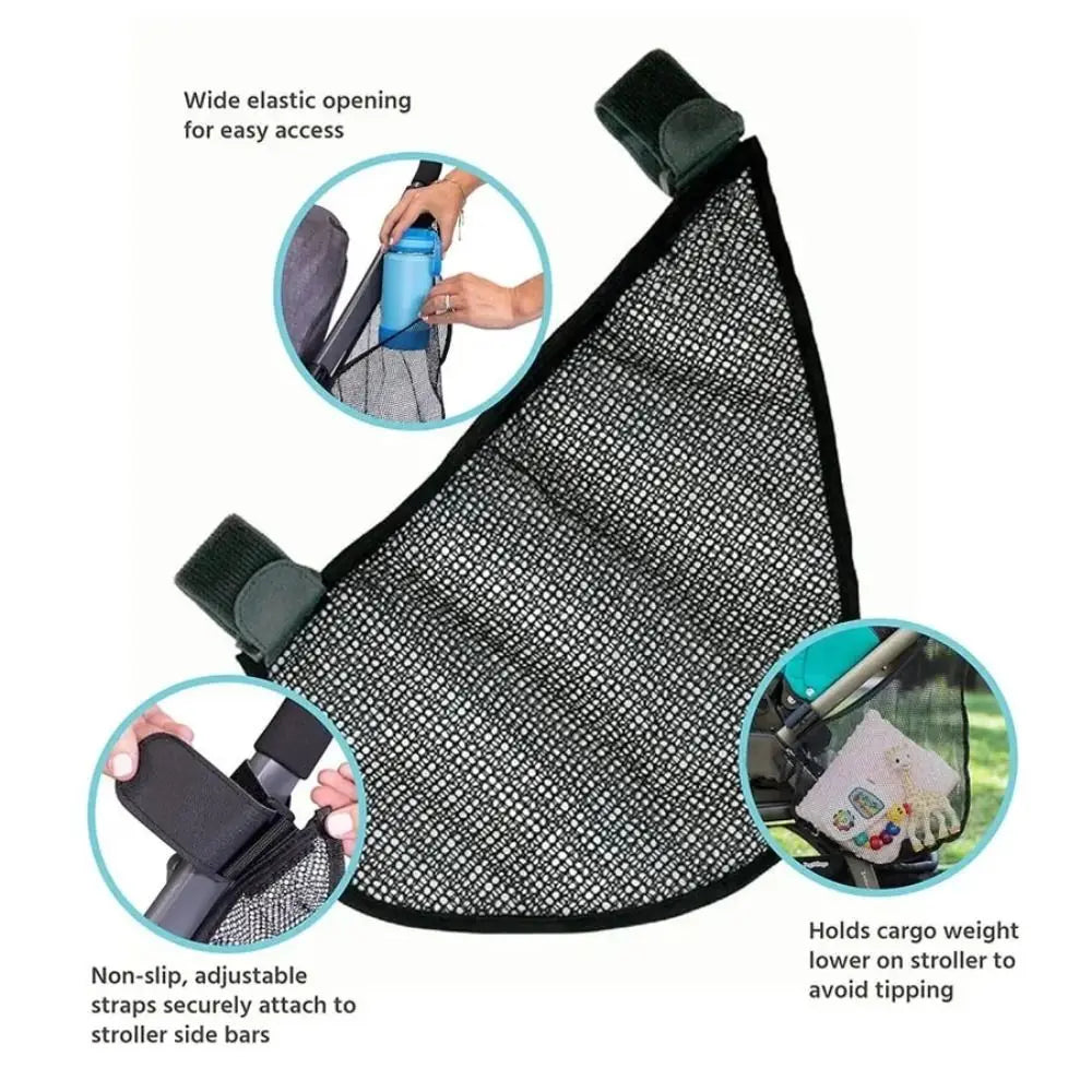 Large Capacity Baby Stroller Side Sling Breathable Mesh Side Mesh Stroller Storage Caddy Universal Baby Stroller Hanging Bag