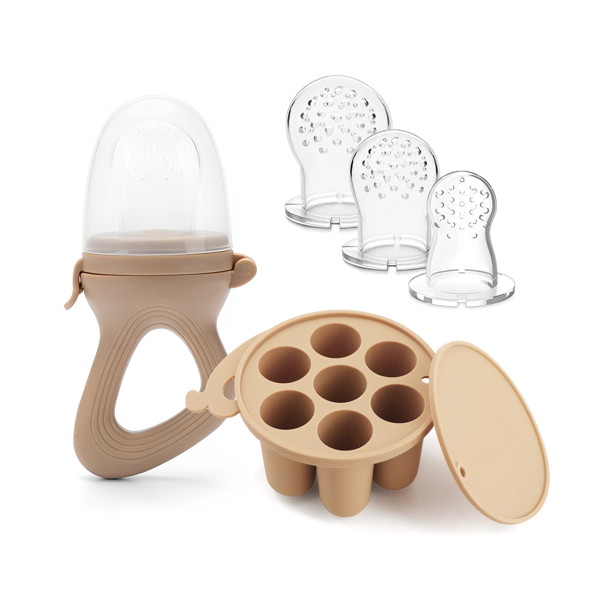 Silicone Baby Fruit Feeder Mini Freezer Tray Fresh Food Chew Bag for Infant Self Feeding Milk Popsicle Molds for Teething Relief