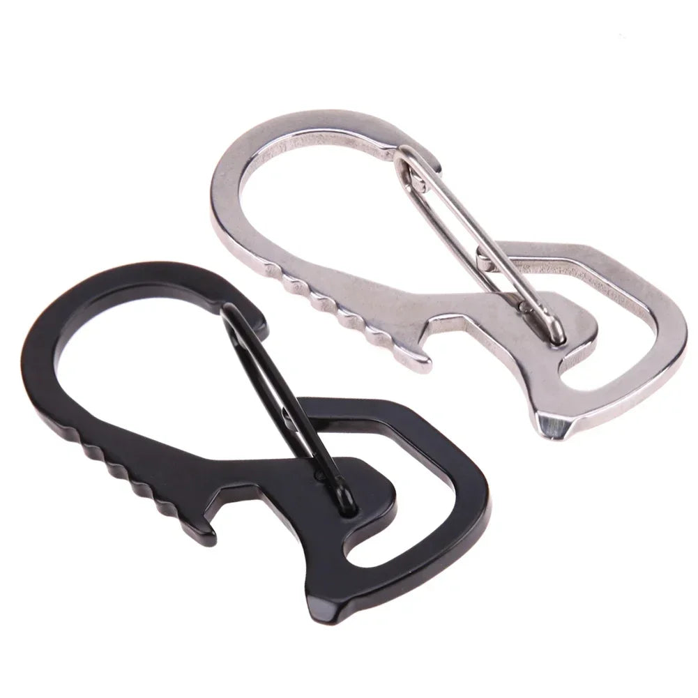 Stainless Steel Carabiner Cap Lifter Hex Driver Bottle Opener Keychain Ring Climbing Accessorie Carabiner Keychain Hook Outdoor