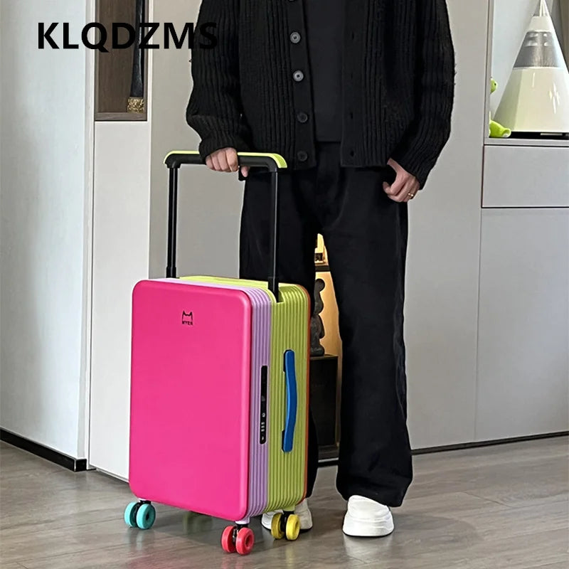 KLQDZMS Suitcase ABS+PC Boarding Box Large Capacity Trolley Case 20"24 Inch Cart Type Travel Bag Universal Wheel Rolling Luggage