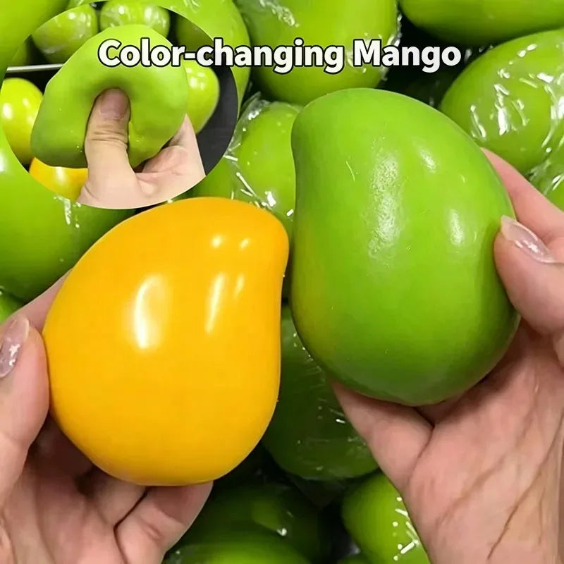 Handmade Crispy Mango Stress Ball Squeeze Toy, Color-Changing Mango Squishy Fidget Ball, ASMR Sensory Stress Relief Toy