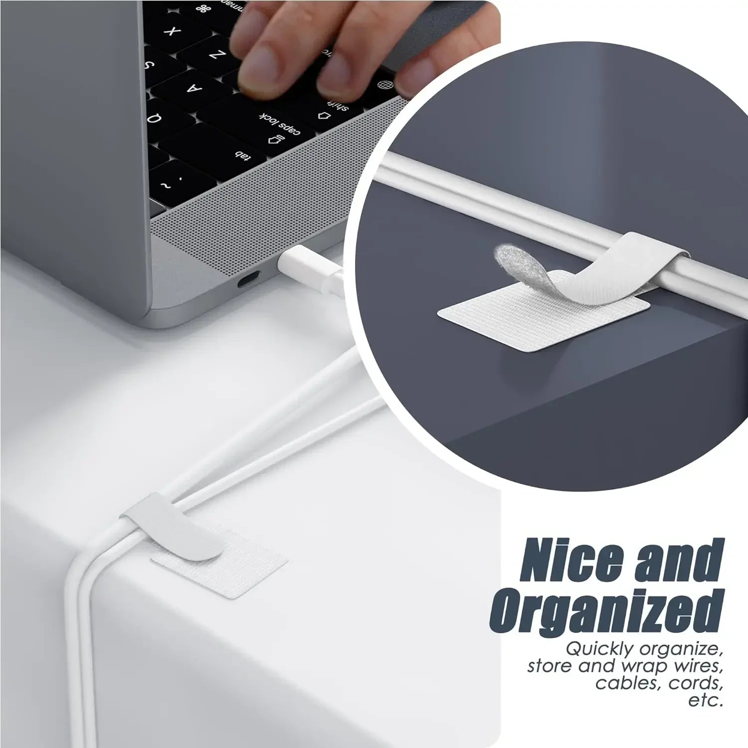 10-100Pcs Reusable Cable Tie Velcro Ties Self-Adhesive Power Cord Cable Holder Adjustable Cord Storage Desktop Organiser Manager