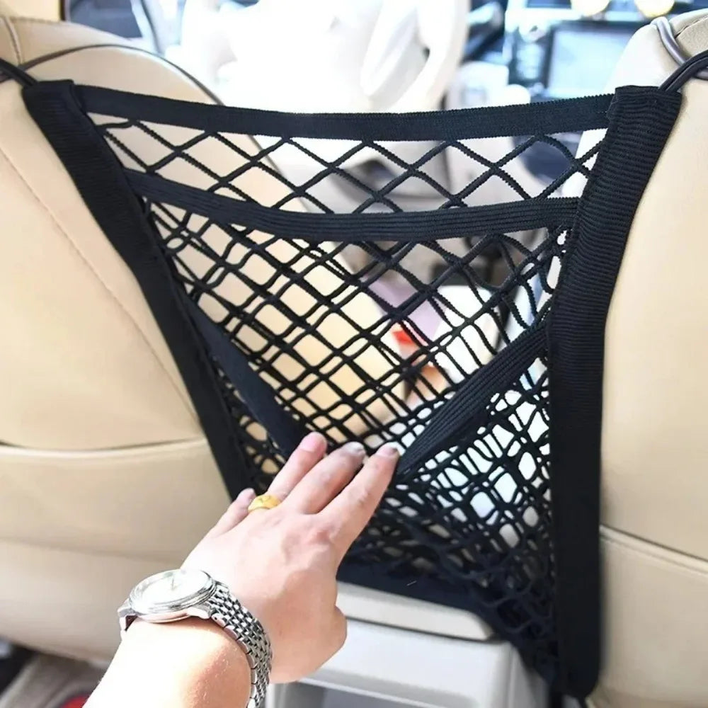 Car Storage Net Bag Between Seats Car Divider Child Safety Net Pet Barrier Elastic Expandable Mesh Bag Car Interior Accessorie