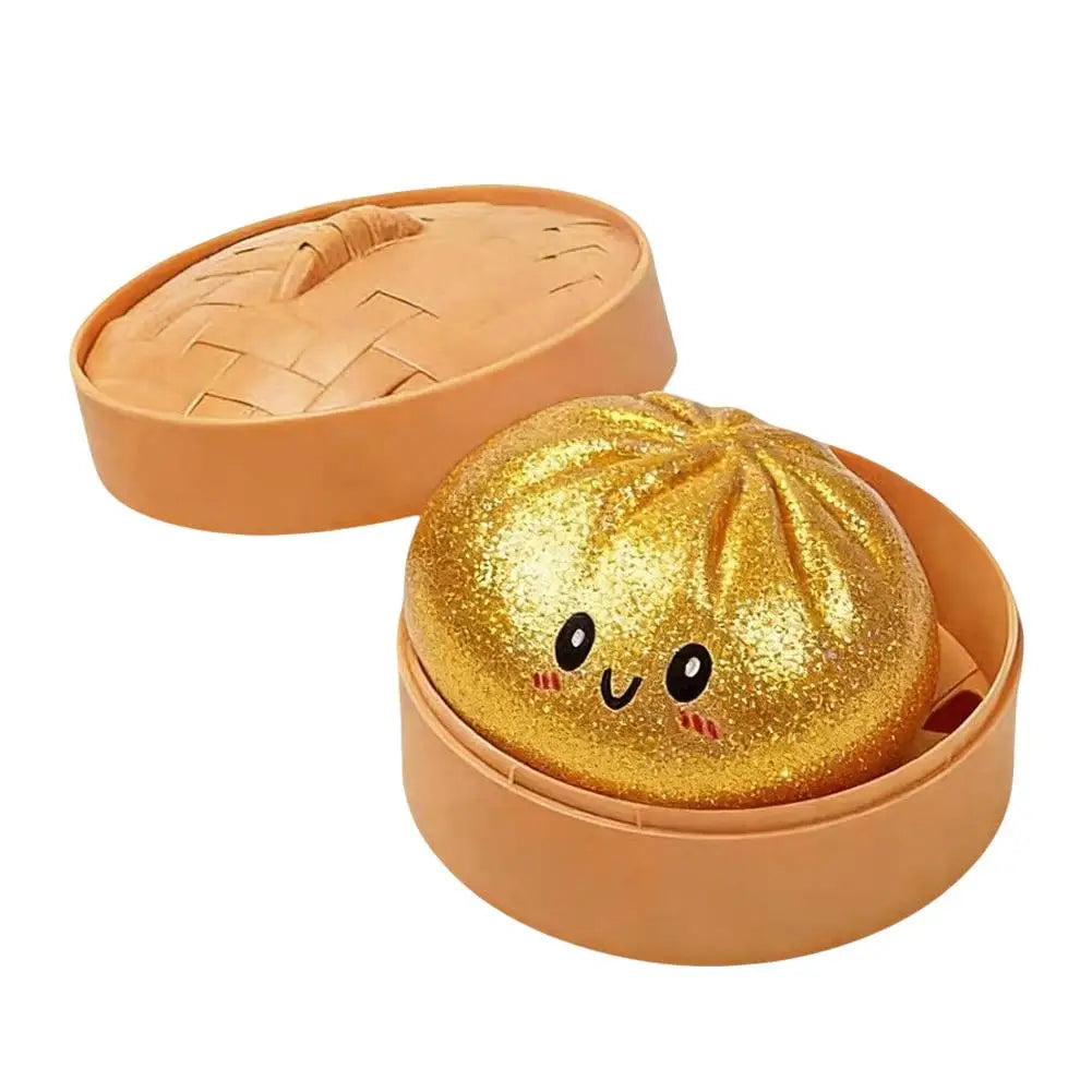 Glitter Dumpling Squishes Stress Balls 2026 Viral Fidget Toy Colorful Simulation Steamed Bun Decompression Toy for Anxiety