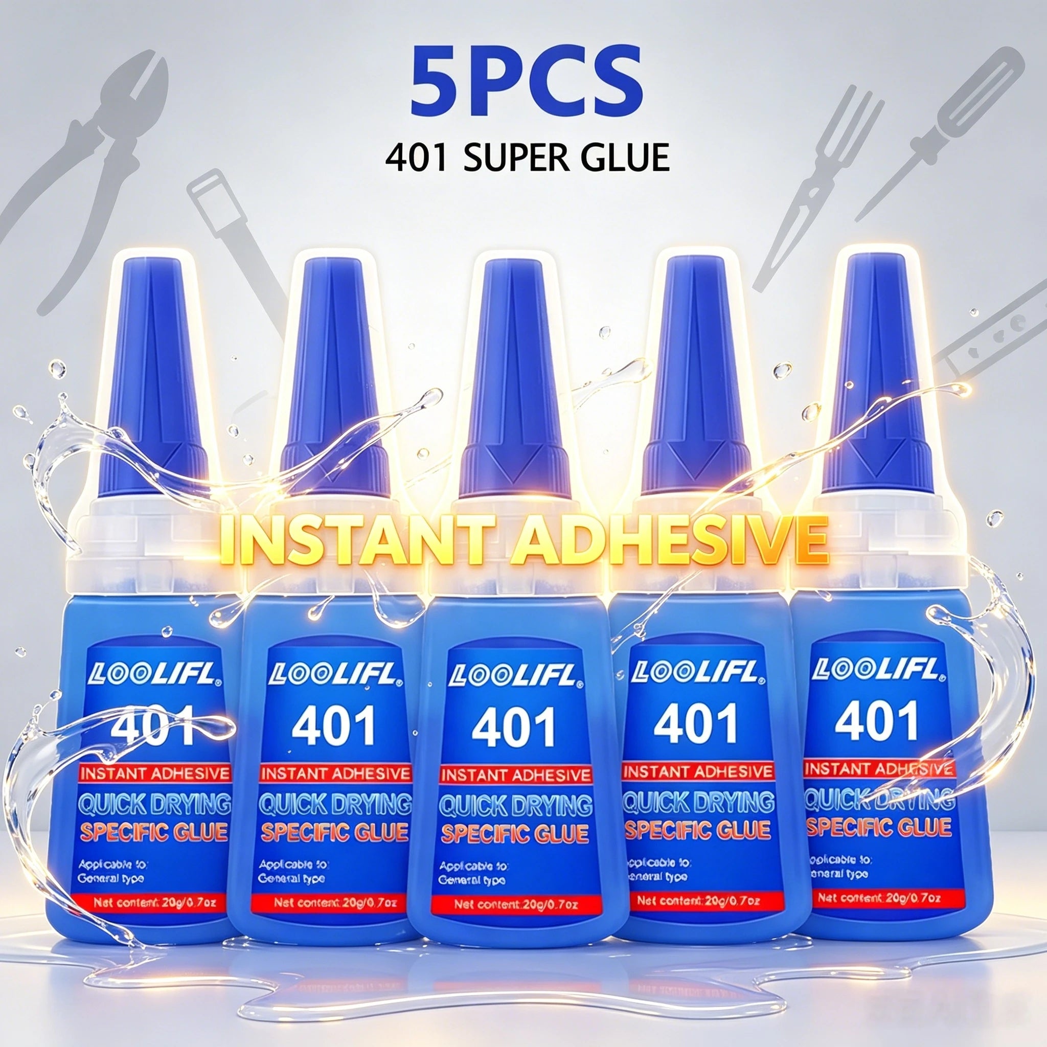 401 Instant Glue: Shoe Glue, Fast-Curing Waterproof Strong Adhesive for Rubber, Wood, Glass, Daily Repair