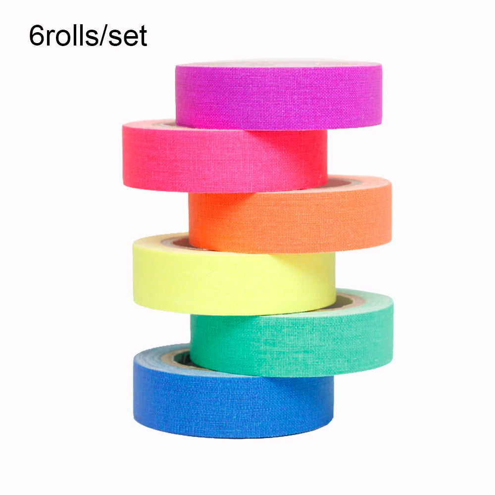 UV Gaffer Fluorescent Tape Matt Night Self-Adhesive Glow In The Dark Luminous Tape For Party Floors Stages Whiteboard 6pcs/Set