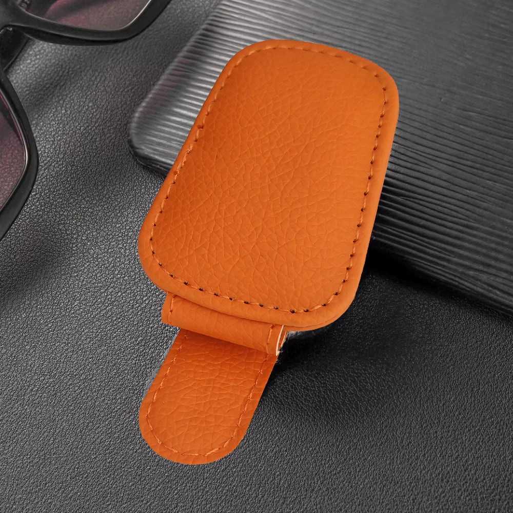 Car Sunglass Holder for Car Visor Sunglasses Clip Magnetic Leather Glasses Eyeglass Holder Truck Car Accessories for Women Men