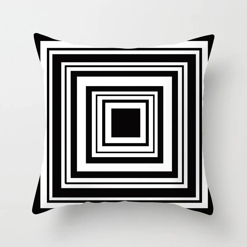 Black And White Geometric Portrait Double-sided Printed pillow cover Short plush Suitable living rooms sofas throw cushion cover