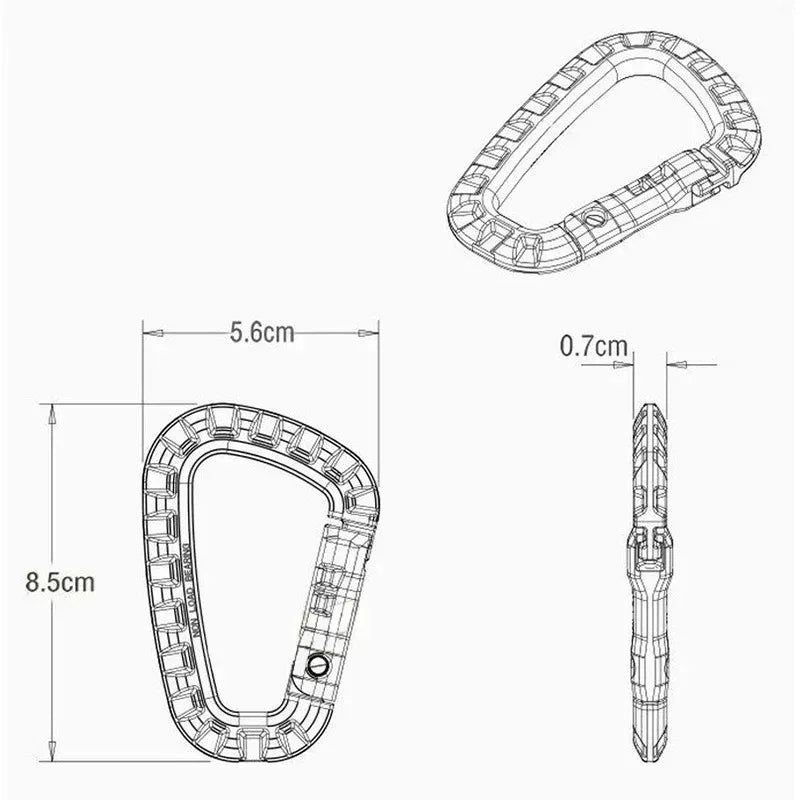 4/8/16pcs Tactical Plastic Carabiner Clip Keychain D-Shape Hard Spring Snap Gear Hook Outdoor Camping Hiking EDC Tools