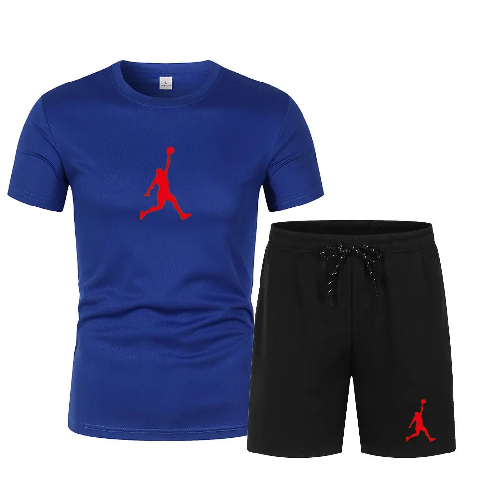 2026 Summer Fashion Printed Men's Shorts Set Two Piece Set, Men's Quick Drying Breathable Sports Set Short Sleeve T-shirt Set Me