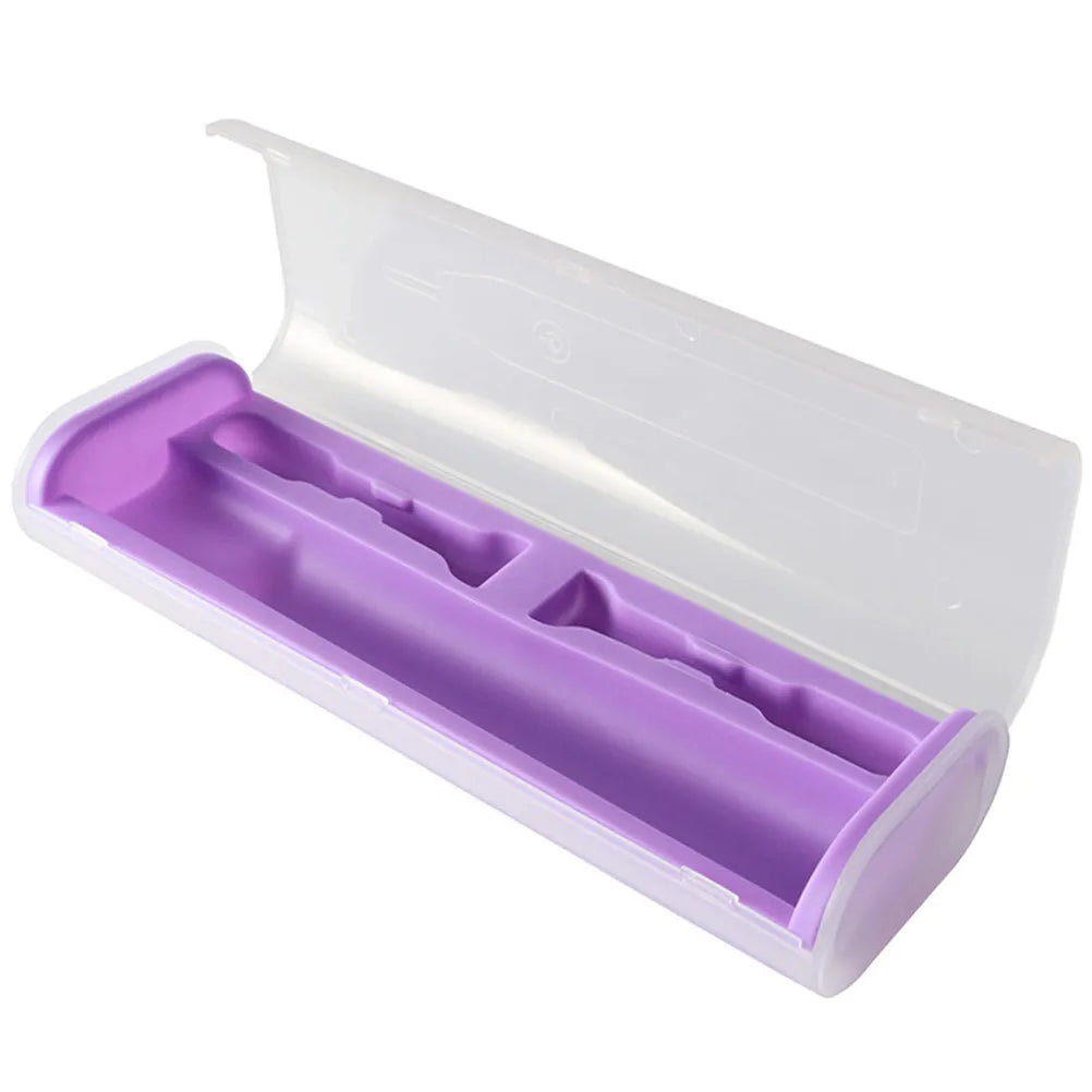 Electric Toothbrush Case Travel Holder Box Compact 21.5x8x4.5cm for 2 Replacement Heads 1 Handle Keeps Brushes Clean Tidy