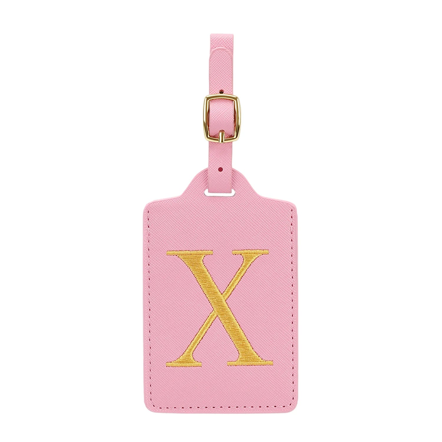 MIYIN 26 letters Luggage Tags for Suitcases PU Leather Privacy Protection Bag Tags Travel Accessories Essential, Pink