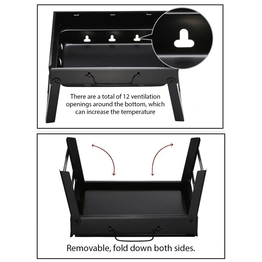1Set Barbecue Charcoal Stove Portable Foldable Steel BBQ Grills  for Outdoor Grilling Cooking Camping Hiking Picnics Tailgating