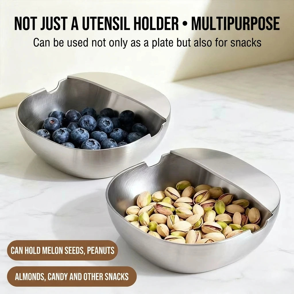 Stainless Steel Spoon Rest Kitchen Utensil Holder Spatula Rack Ladle Chopsticks Holder Drip Tray Countertop Organizer