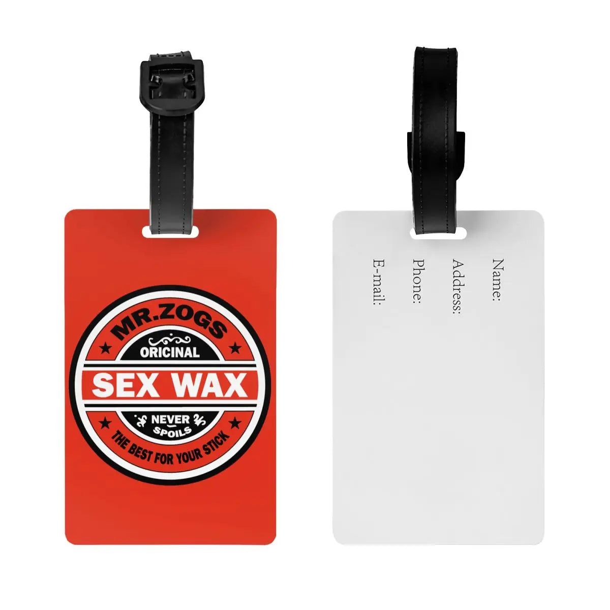 Custom Mr Zogs Sex Wax Luggage Tag With Name Card Surfing Surf Gift Privacy Cover ID Label for Travel Bag Suitcase