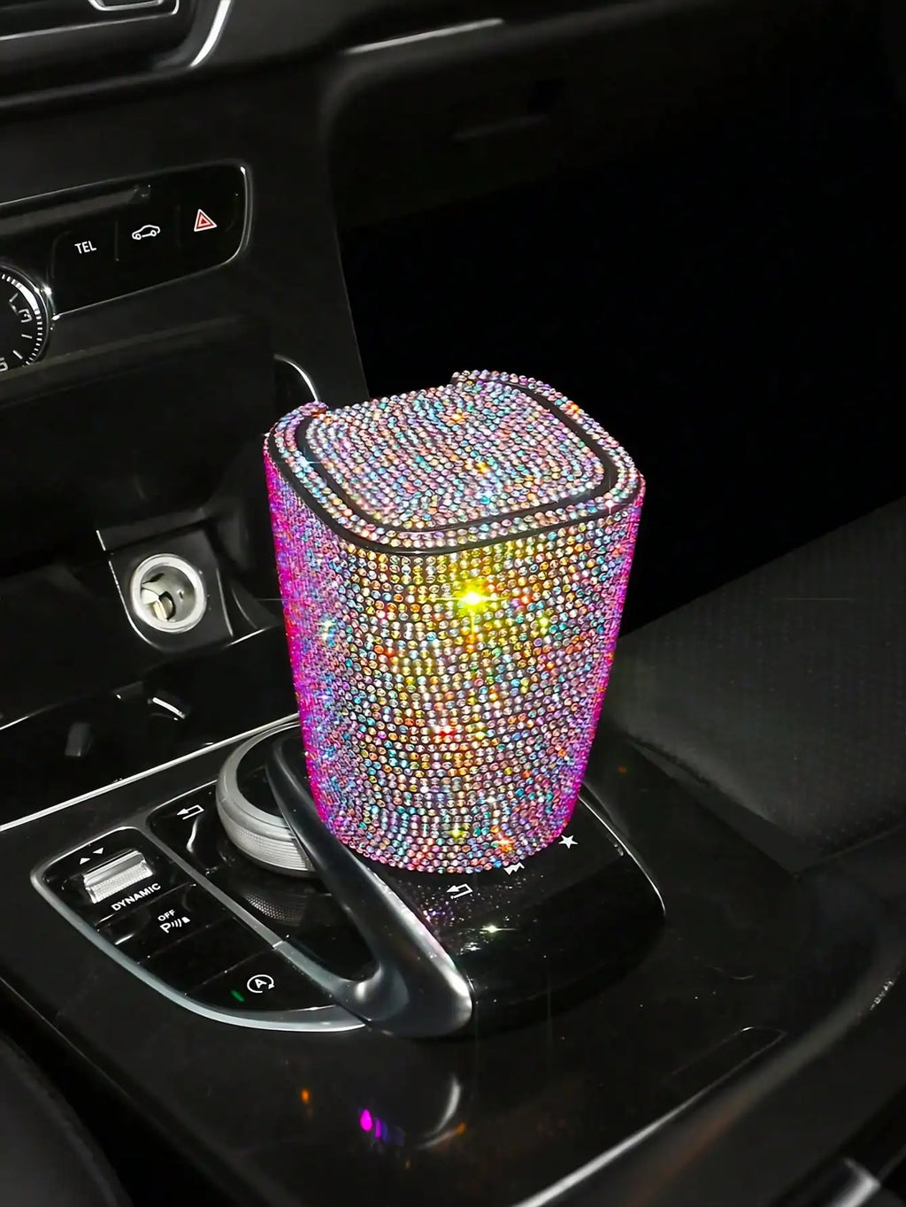 LED Crystal Car Ashtray W/Cover - Night Light, Dustproof, Heat-Resistant ABS, Compact & Stylish for Most Cars, Easy Clean Smoker