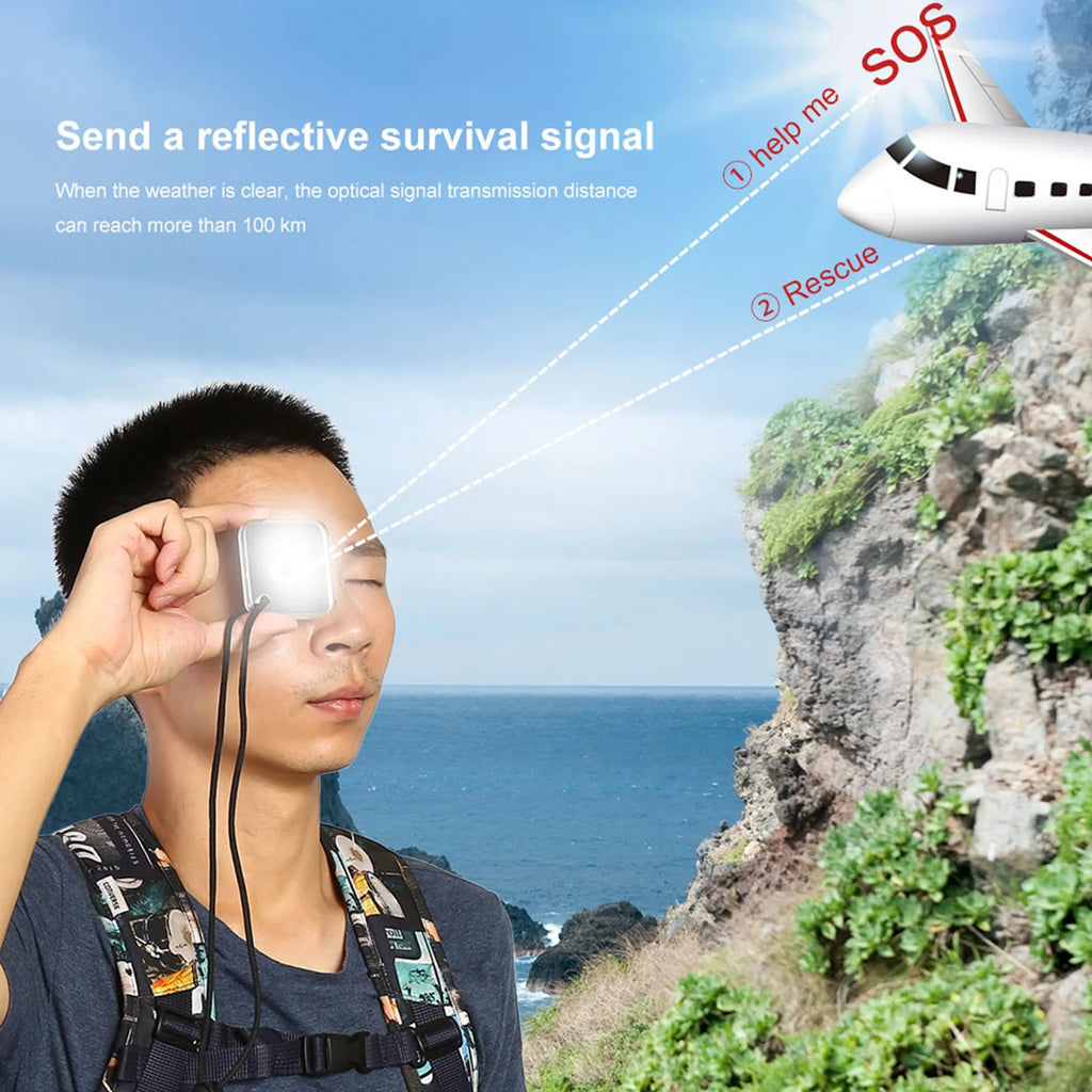 Outdoor Survival Emergency Signal Mirror Acrylic High Reflective Aim Indicator with Lanyard Rescue Reflector Tool for Camping