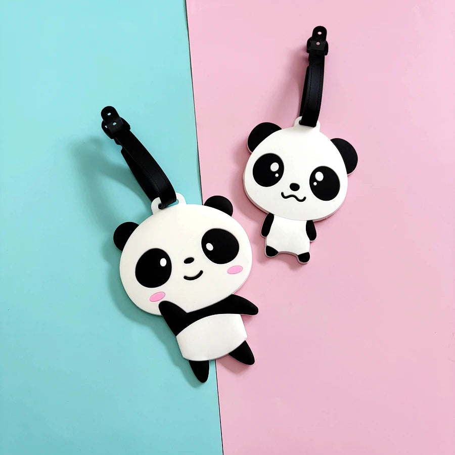 1pc/2pcs Cute Panda Luggage Tag Business Travel Airport Luggage Backpack Anti Loss ID Tag Pendant Work Name Sign