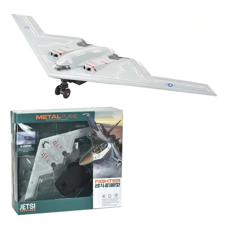 1:72 Alloy B-2 Stealth Bomber Fighter Model with Sound Light Series Children's Aircraft Model Toy Birthday Gift Christmas