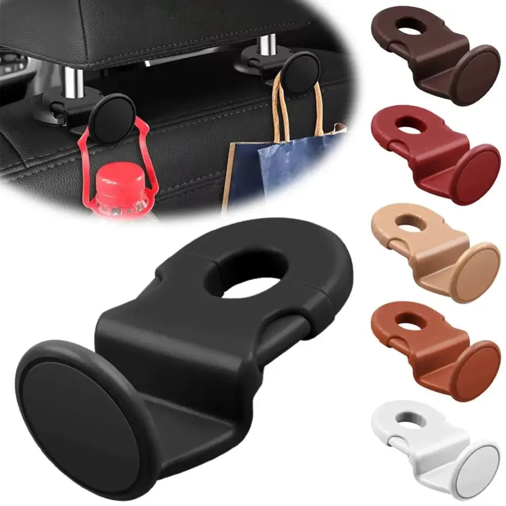 2PCS Heavy Duty Car Headrest Hooks 20KG, Universal Back Seat Hanger Organizer for Grocery Bags, Anti-Slip Interior Accessories