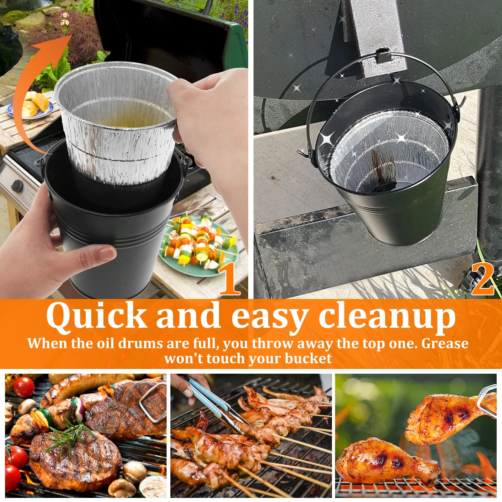 Smoker Grease Bucket Fit for Traeger Large Capacity Steel Grills Drip Bucket Grease Bucket with Lid For BBQ & Picnic Accessories