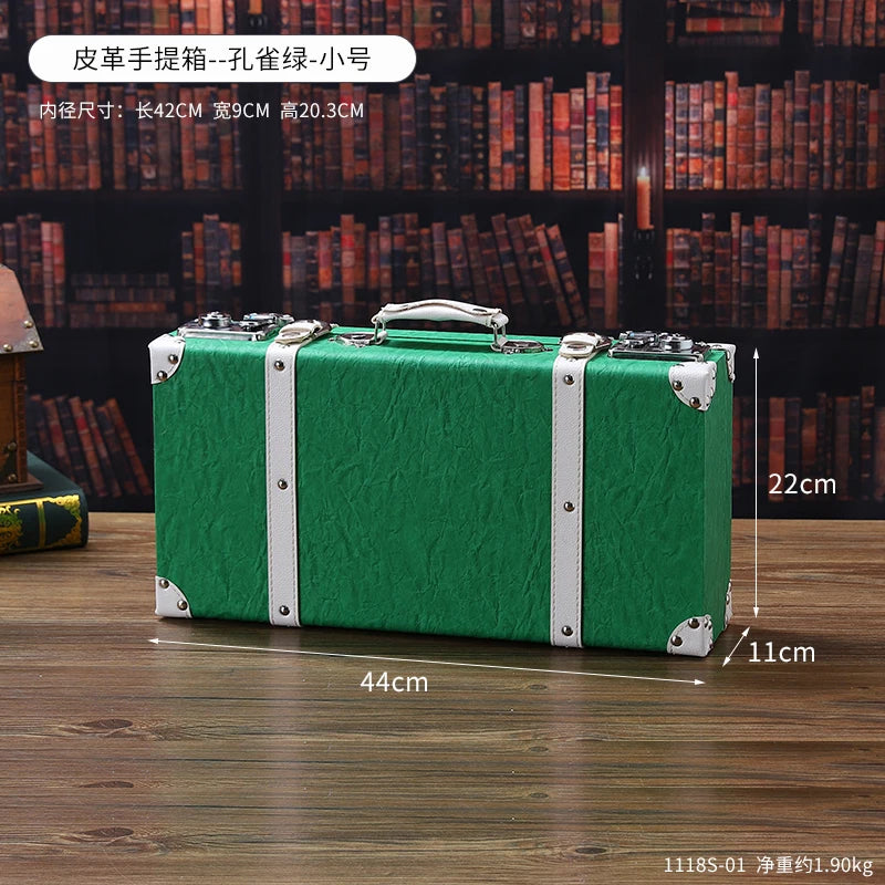 Customized Luxury Vintage Trunk Suitcase Red Travel Leather Luggage Valises Fashion Large Capacity Clothes Storage Prop Box
