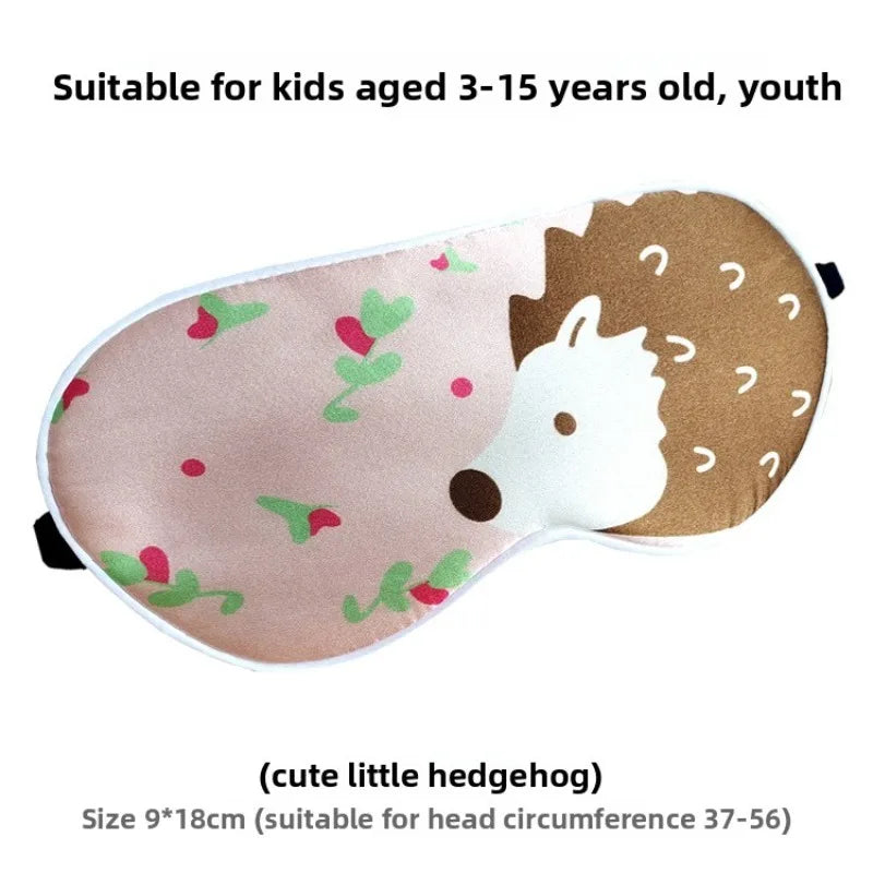 Kids Cartoon Silk Sleep Eye Mask,100% Silk16 Momme Adjustable Elastic Strap Full Blackout Eye Cover for 3-15 Years Old Children