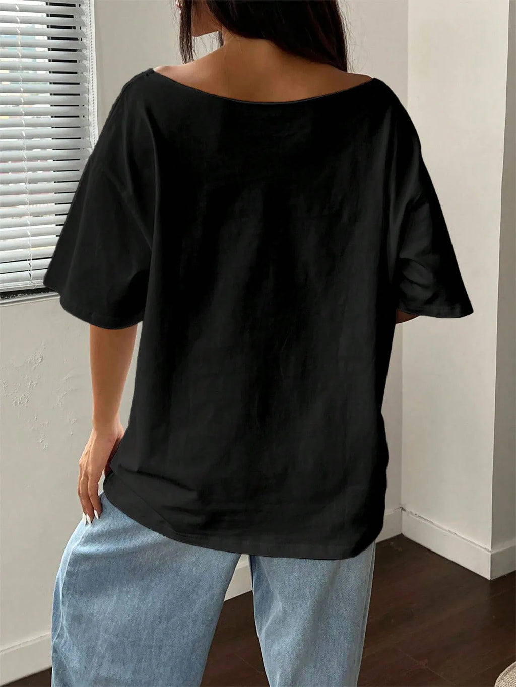 100% Cotton Plus Size Just Breathe Heart Letter Print Shoulder Loose Print T-Shirt Oversized Y2K Style Graphic Tees Women Top