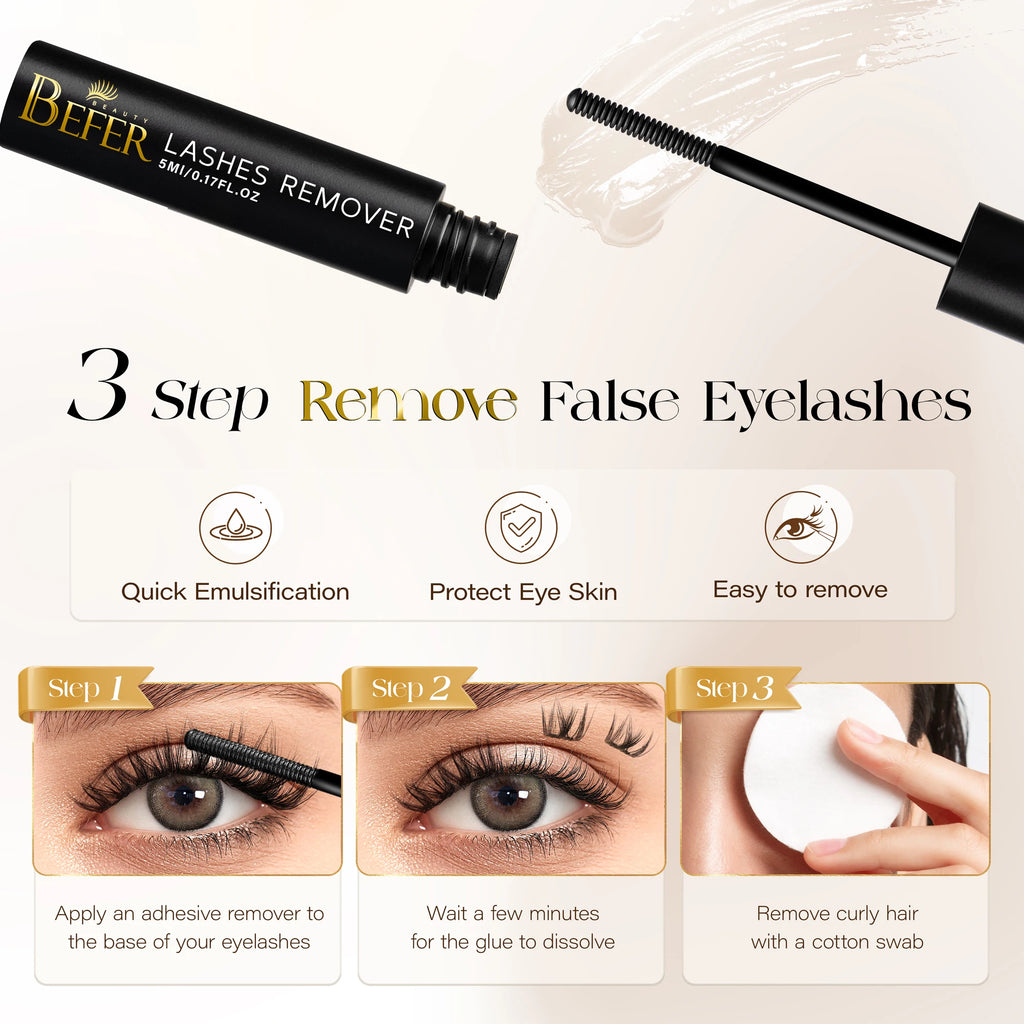 BEFER Glue For Eyelashes 2in1 Lash Bond And Seal Eyelash Glue+Eyelash Remover Waterproof Eyelashes Adhesives Strong Fixed Lash