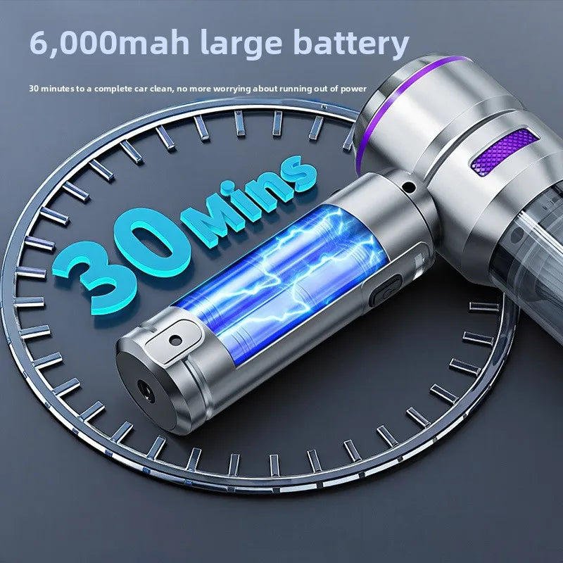 Strong Suction Car Vacuum Cleaner Brushless Motor Digital Display One-Click Detachable Dust Cup Portable Auto Household Duster