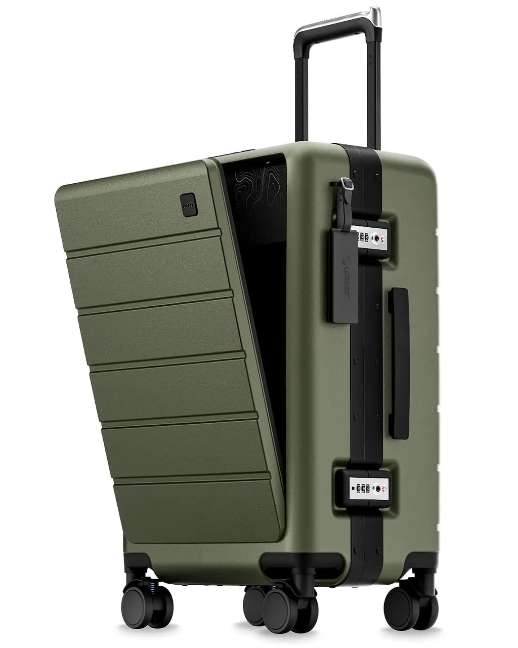 HUP Pro 21" Zipperless Carry On Luggage 38L Front Opening Compartment Suitcase Spinner Wheels, Customized