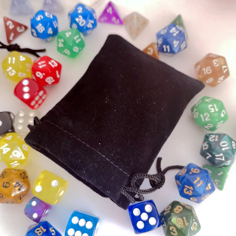 5 PCS Dice Bag pouch  Flannelette Small Big Black Drawstring Dice Bag For Collecting DND Dice
