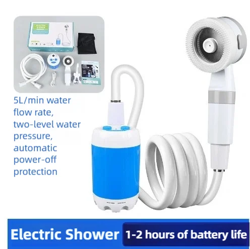 Portable Camping Shower Pump with Digital Display 4000mAh Upgraded Rechargeable Electric Shower Pump Camping Beach Dormitory