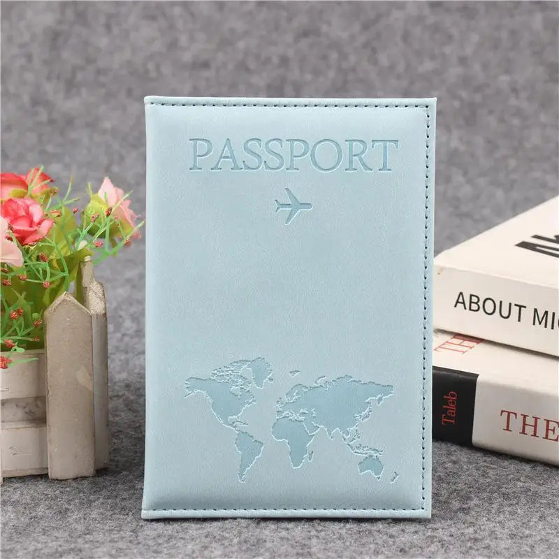 PU Leather Passport Cover Durable Portable Travel Document Holder for Men Women Summer Vacation 1PC
