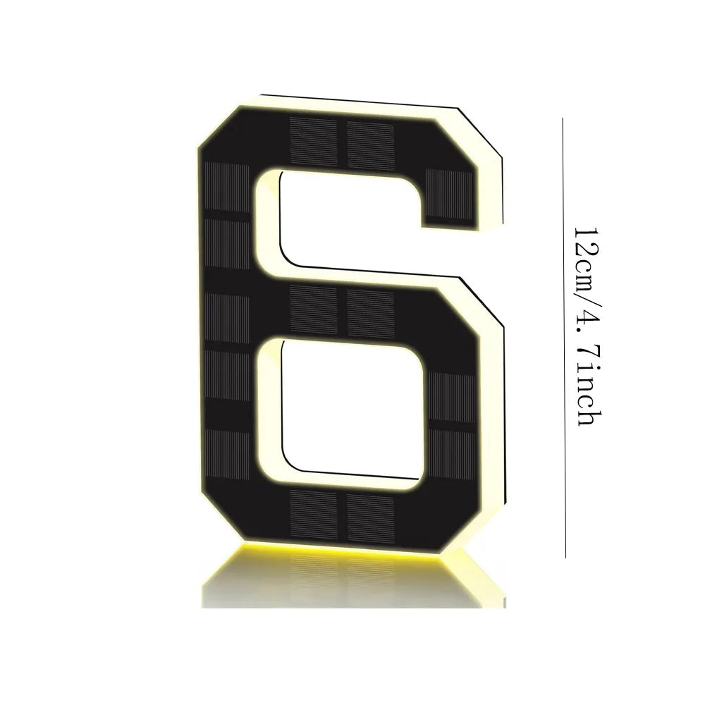 12CM Solar-Powered Outdoor House Number Light, House Numbers with Solar Panel, Waterproof LED Address Numbers for Home