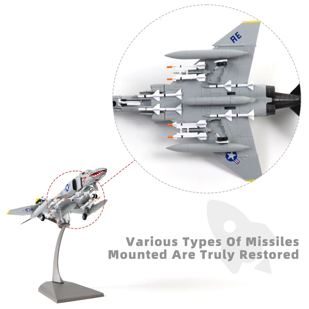 NUOTIE F-4C Phantom 1:100 Scale Model Aircraft Kit Metal Diecast Airplane Model Kit Military Decorations&Gifts (Navy Livery)