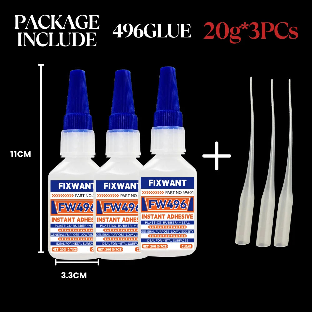20g FW401/406/495/480 Super Glue Instant Quick-Drying Cyanoacrylate Adhesive Leather Rubber Wood Metal Strong Bond Liquid Glue