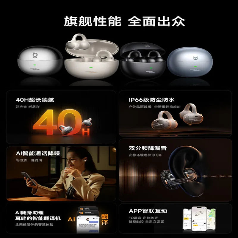 Baseus Inspire XC1 Open Ear Clip Bluetooth Headphones Knowles Hybrid Dual Driver Hi Res Audio LDAC Certified Dolby Audio