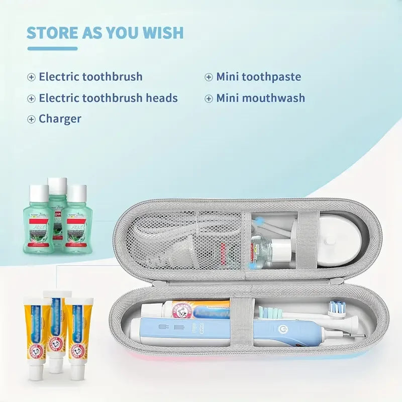 EVA Electric Toothbrush Travel Case, Shockproof & Waterproof Storage Organizer with Large Capacity for Brush & Heads