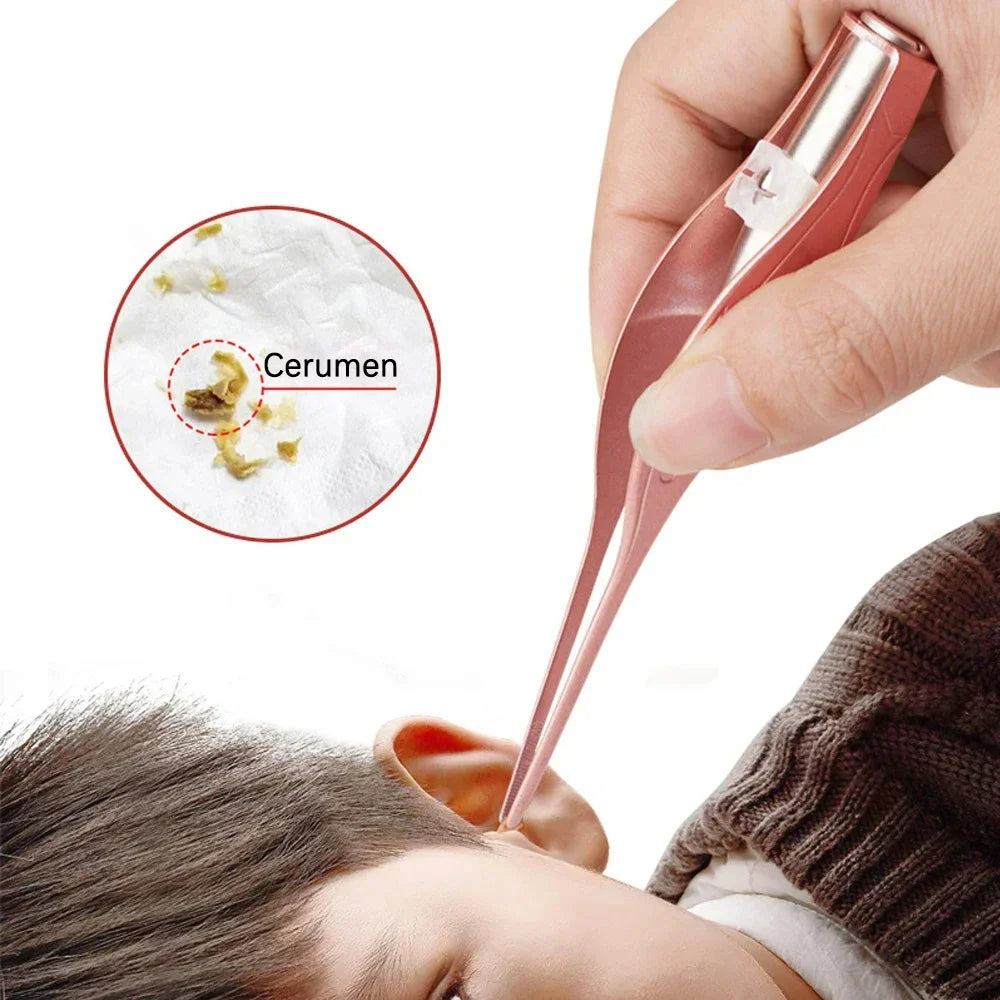 Ear Cleaning Tool Illuminated Ear Spoon Ear Wax Remover Tweezer Safe Visible Ear Pick Cleaner For Kids Adults Ear Care Accessory