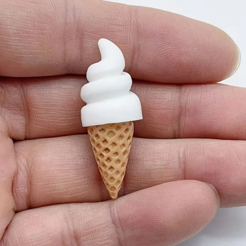 10pcs 3D ice cream cone simulation DIY miniature food  house decoration resin pendant handmade material