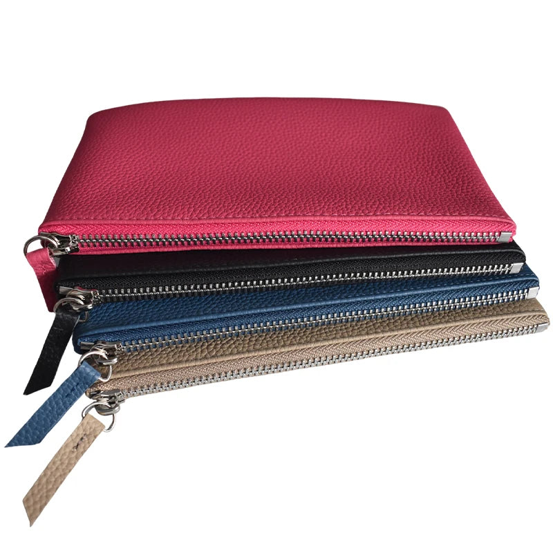 All Genuine Cow Leather Fashion Women Small Wallet For Ladies Zipper Card Purse Key Storage Bag High Quality Short Wallet Female
