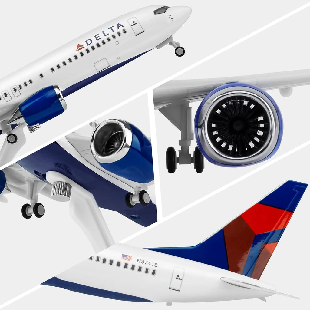 1/240 Scale collectible aircraft Delta B737 diecast resin Airplane Model Toy Kit with Stand Wheel for Aviation Gift or Decoratio