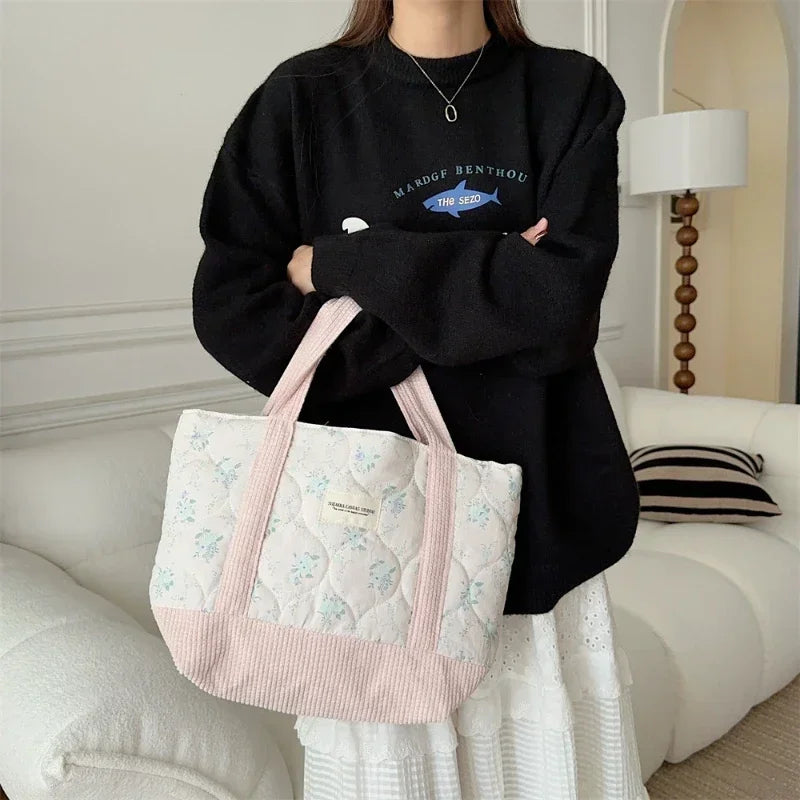 Sweet Floral Women's Bento Handbags Retro Patchwork Ladies Tote Shoulder Bags Retro Flower Female Storage Shopper Bag Purse