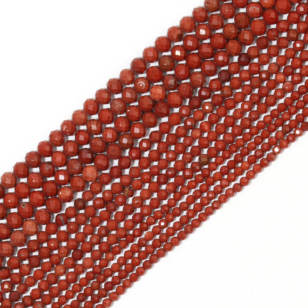Natural Red Jasper 2mm 3mm 4mm Faceted Round Loose Spacer Beads Diy Bracelet Necklace Jewelry Making Handmade Crafts Accessories