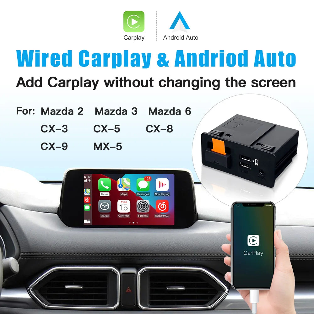 CARABC For Retrofit Mazda 2 3 6 CX3 CX5 CX8 CX9 MX5 Demio Miata TK78669U0C Kit Carplay Android Auto Adapter UBS Hub OEM