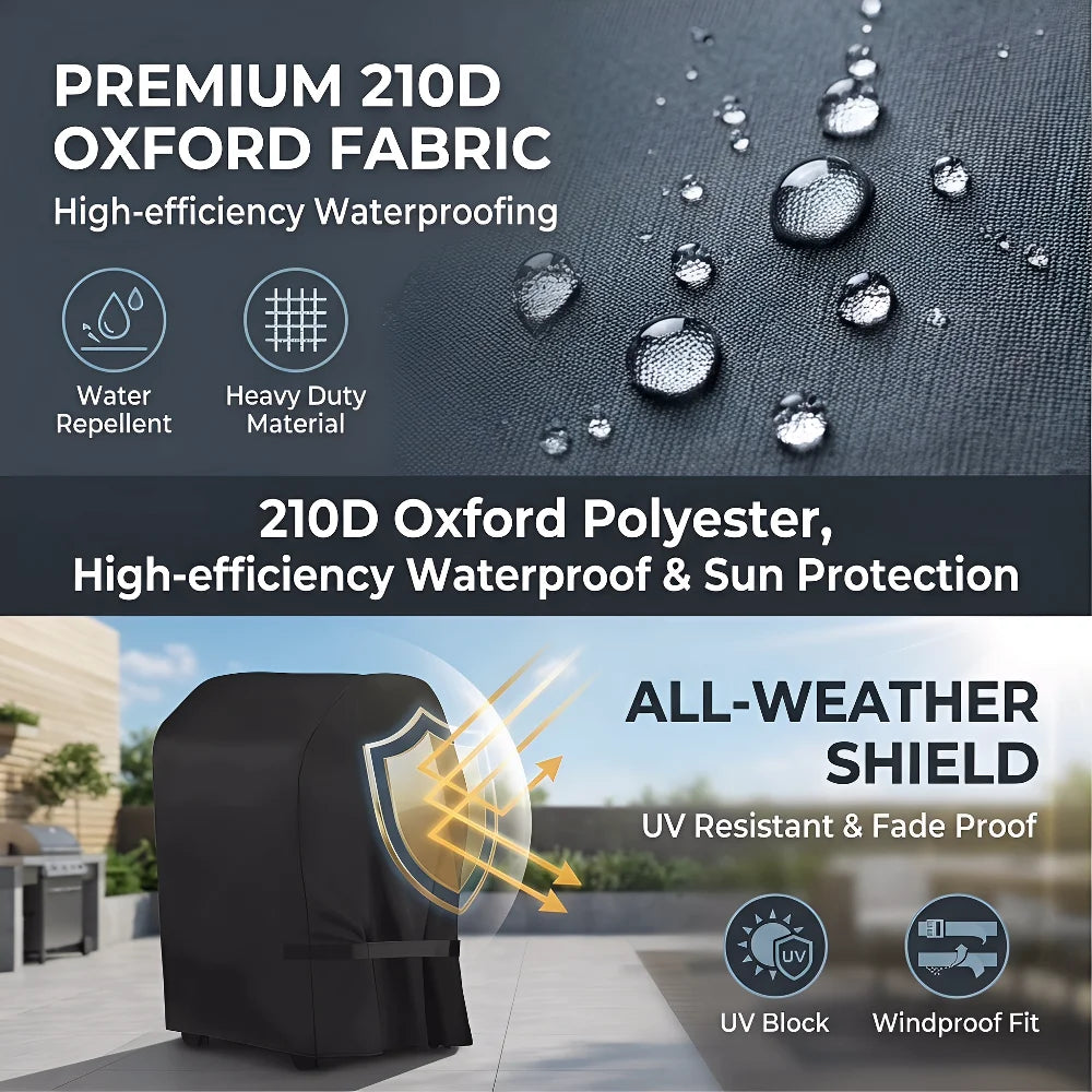 Multi-Size Universal Grill Cover｜30-Inch Heavy-Duty Grill Cover with Drawstring, 210D Oxford Polyester, Fits All Grill Brands
